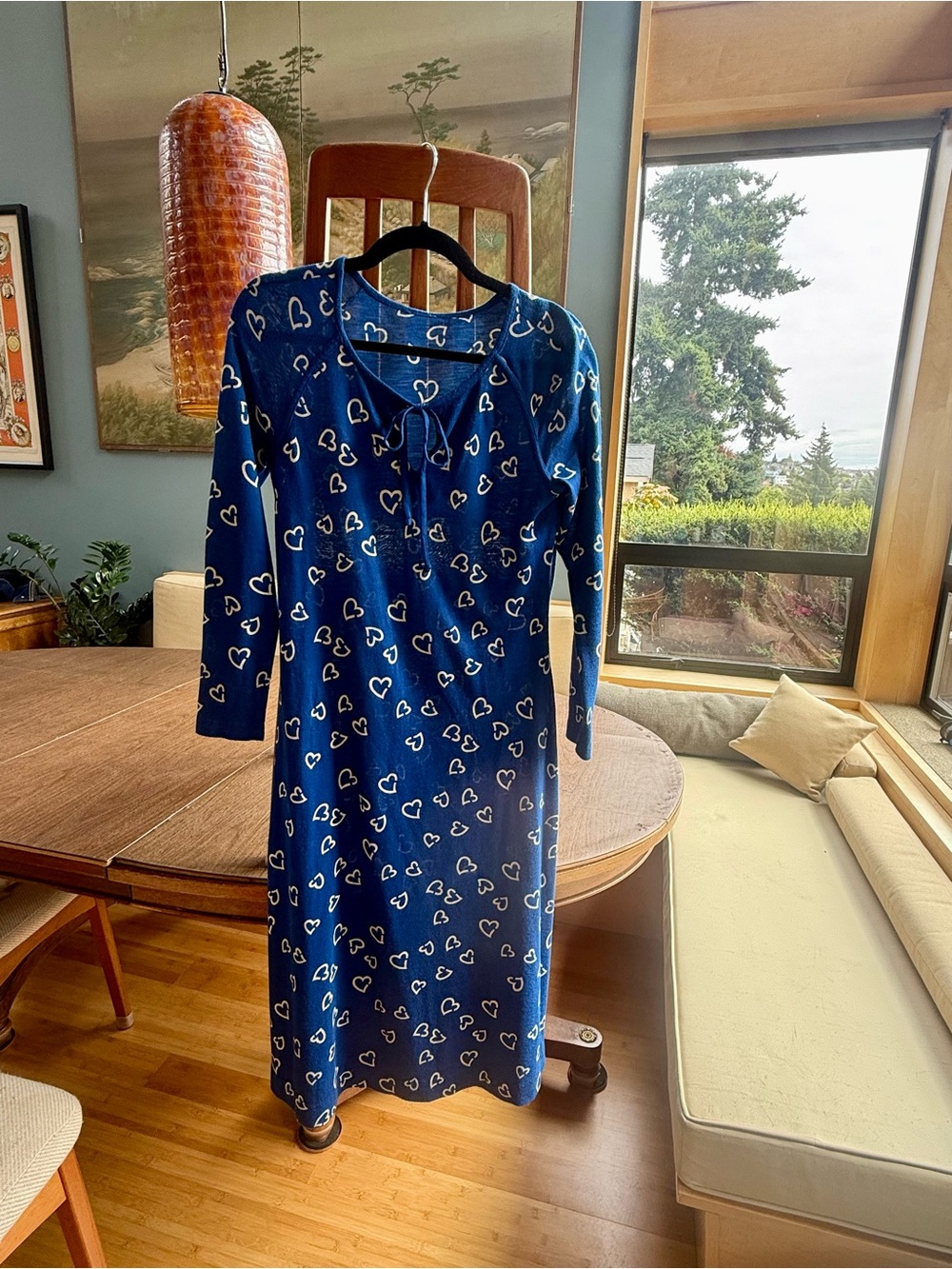 Vintage 1970s Diane von Furstenberg DVF Royal Blue Heart Print Dress